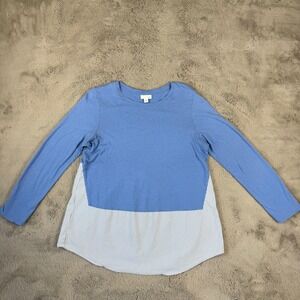 J.Jill Striped Tunic Top Long Sleeve Layering Blue White Size M‎ Minimalist